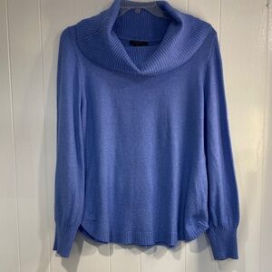 Sky Blue Periwinkle Cowl Neck Sweater Ribbed Soft Stretch Knit Tahari Size XL